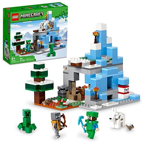 LEGO Minecraft The Frozen Peaks 21243, Cave Mountain Set with Steve, Creeper, Go Carousel 1
