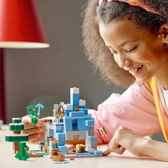 LEGO Minecraft The Frozen Peaks 21243, Cave Mountain Set with Steve, Creeper, Go Carousel 3