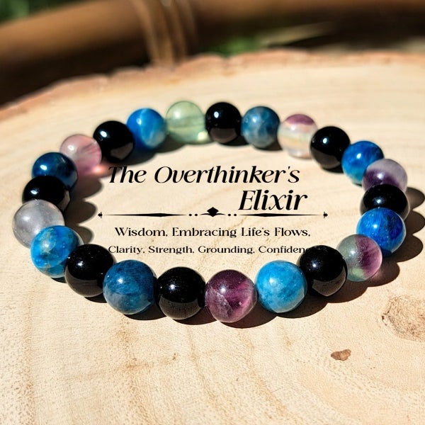 Vintage Boho Bracelet Natural Stone Amethyst Aquamarine Beaded Bracelet Carousel 1