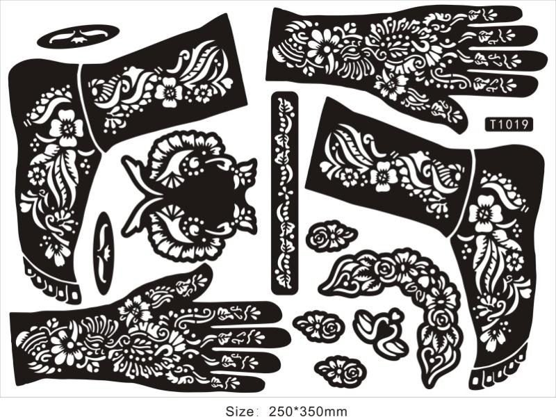 1 Piece Bih Temporary Tattoo Stencil Henna Tatoo Paste 24models Template Carousel 1