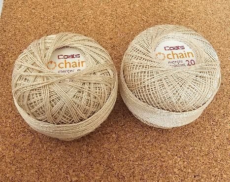 2 x 20g, Antique Light Brown Coats Chain Mercer Crochet Cotton 20 for crochet Carousel 1