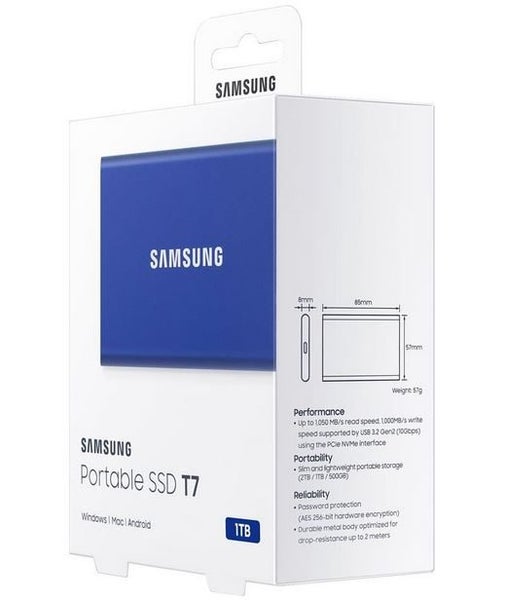 Samsung T7 Portable SSD 1TB USB 3.2 Gen2 Type C - Blue Carousel 1