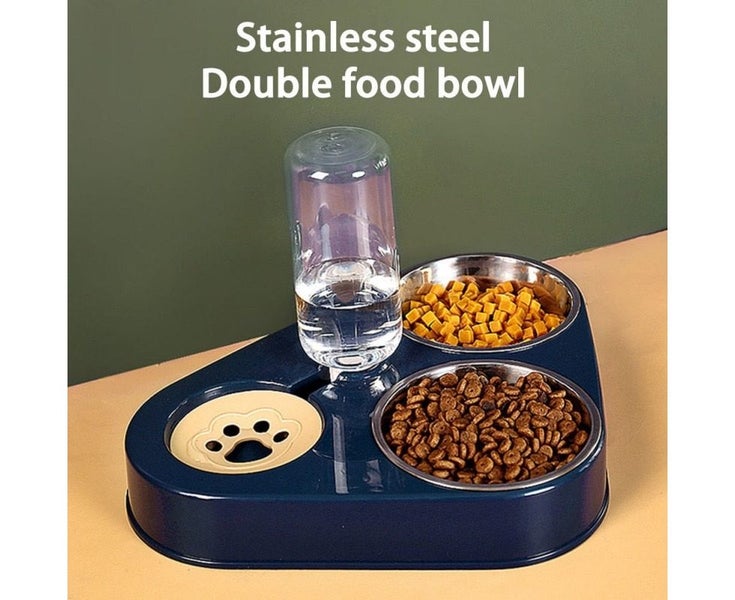 500ml Dog Bowl Cat Feeder Bowl With Dog Water Bottle Automatic Drinking Pet Carousel 2