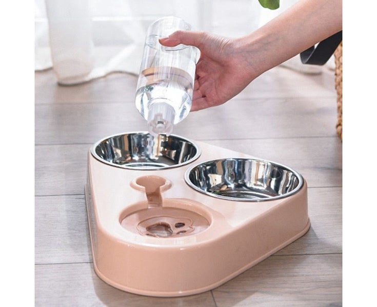 500ml Dog Bowl Cat Feeder Bowl With Dog Water Bottle Automatic Drinking Pet Carousel 7
