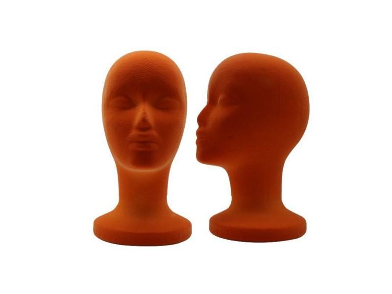 Practical Foam Flocking Head Mold For Women's Wig Hat Display Carousel 1
