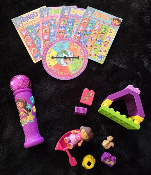 Dora the Explorer Mega Bloks, Singing Microphone & 4 Dora Bingo Cards & Spinner Carousel 1