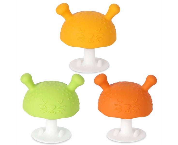 3pcs Eco Inspired Baby Mushroom Teether Toy - Baby Boy & Girl Teething Toys Made Carousel 1