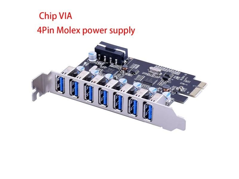 USB PCIe Adapter 7 Port USB 3 Hub PCI E Adapter PCI Express USB3 Controller Carousel 1