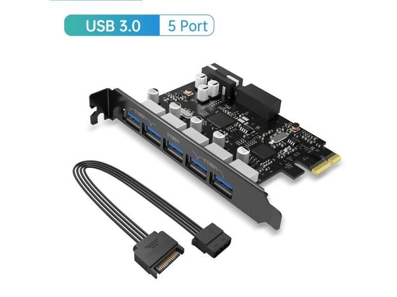 ORICO SuperSpeed 7 Port USB 3.0 PCI-E Express Card With A 15pin SATA Power Carousel 1
