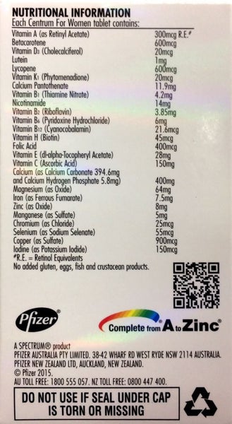 Centrum For Women 60 tablets ** Pakuranga Pharmacy ** Carousel 2