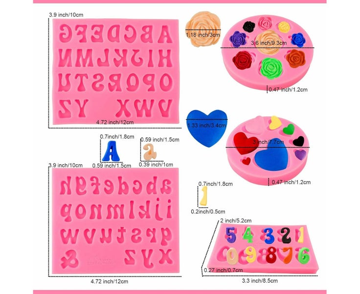 3Pcs Letter Molds for Chocolate, Silicone Chocolate Molds, Mini Letter Resi Carousel 6