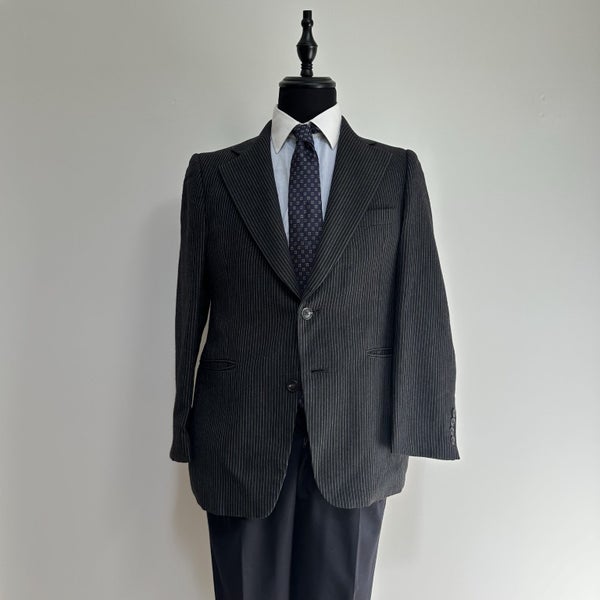 Vintage 1950s Chalk Striped Romanian Pure Wool Blazer Coat Carousel 1