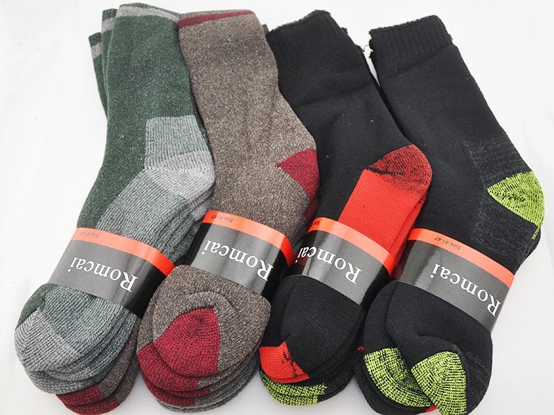 (12 Pairs) Men's Thick Crew/Work Socks, Romcai , Size 9-12, Random Carousel 1