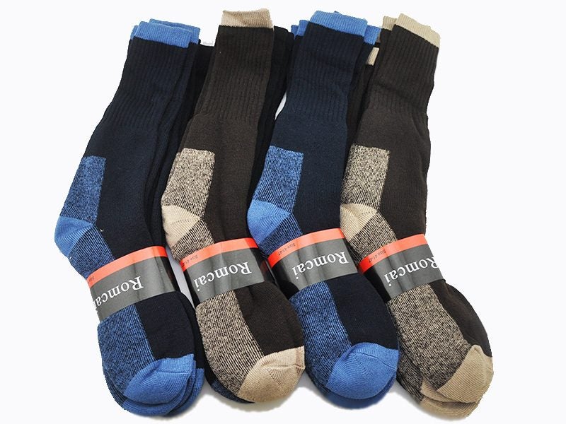 (12 Pairs) Men's Thick Crew/Work Socks, Romcai , Size 9-12, Random Carousel 2