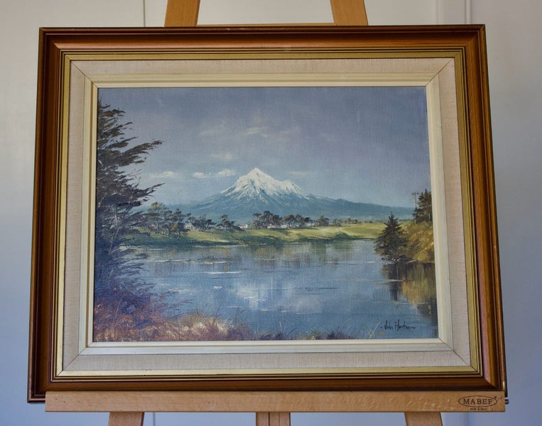 John W Horton (1944-) ''Mt Egmont From Opunake'' Oil Carousel 1