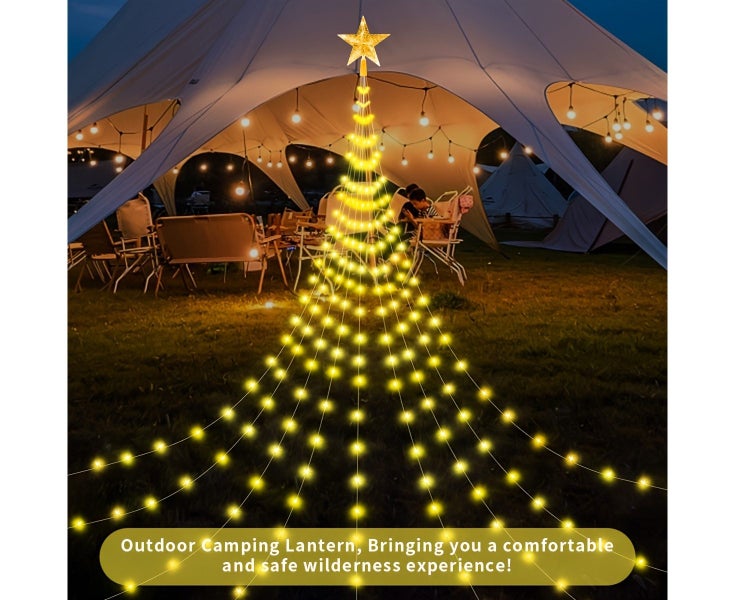 Solar-Powered Star Waterfall Strip Lights - 2M 198 LEDs, 8 Modes, IP54 Outd Carousel 1