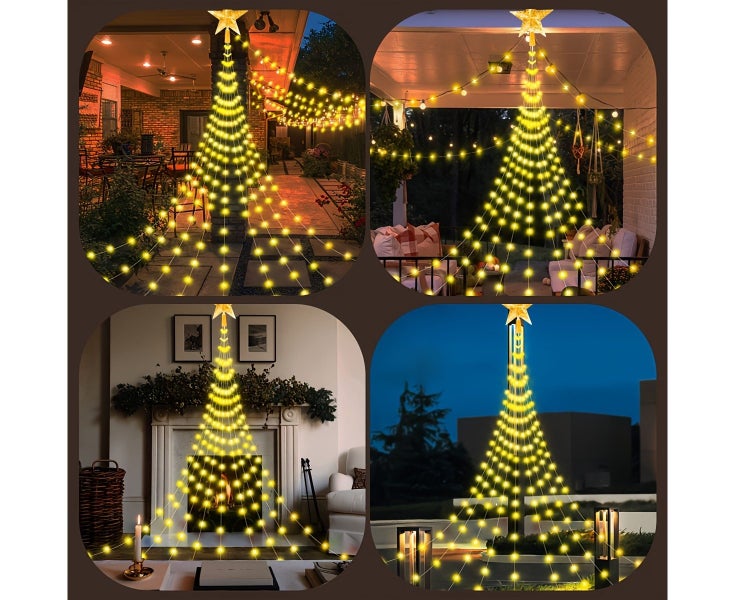 Solar-Powered Star Waterfall Strip Lights - 2M 198 LEDs, 8 Modes, IP54 Outd Carousel 6