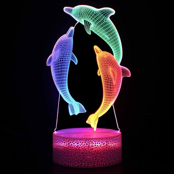 Dolphins,3D Dynamic Night Light, Power By USB or Battery, Changing color Carousel 1