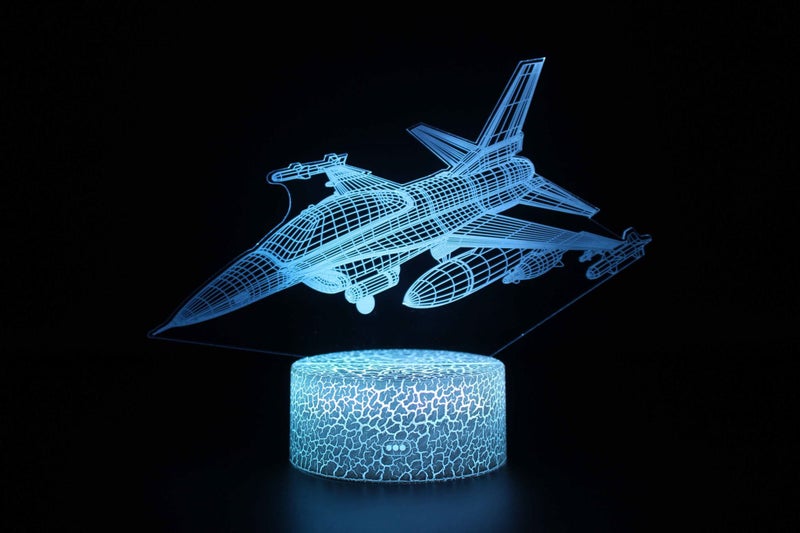 Fighter Jet 3D Night Lamp LED Light, Power By USB, 7 Changeable color Carousel 1