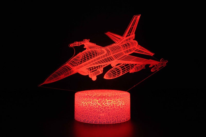 Fighter Jet 3D Night Lamp LED Light, Power By USB, 7 Changeable color Carousel 2