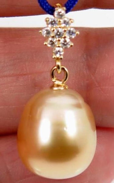 Rich Golden Authentic Large South Sea Pearl Pendant Carousel 2