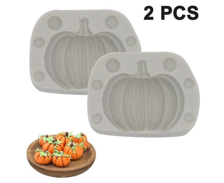 Grey-2 SET 3D Pumpkin Silicone Mold, Mini Pumpkin Chocolate Candy Fudge Mol Carousel 2