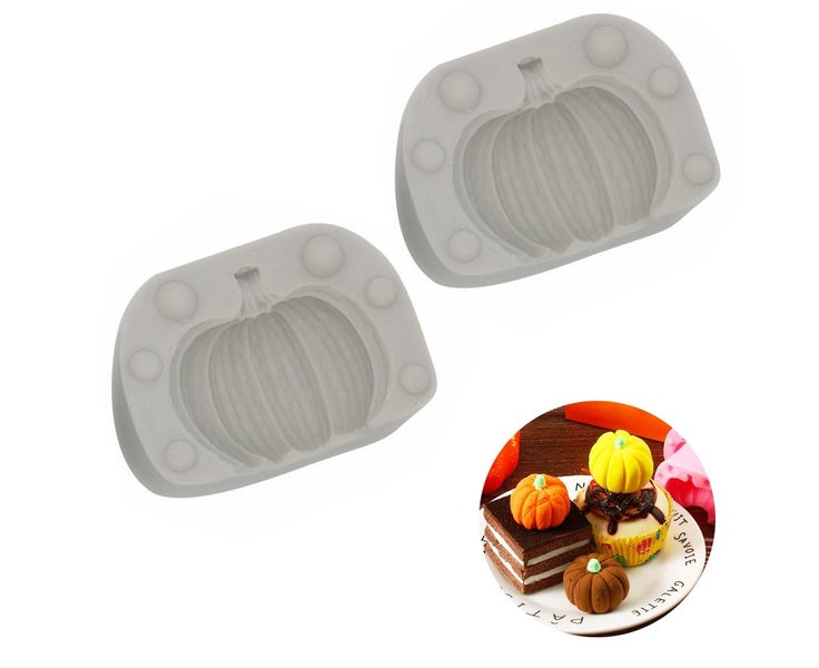 Grey-2 SET 3D Pumpkin Silicone Mold, Mini Pumpkin Chocolate Candy Fudge Mol Carousel 1