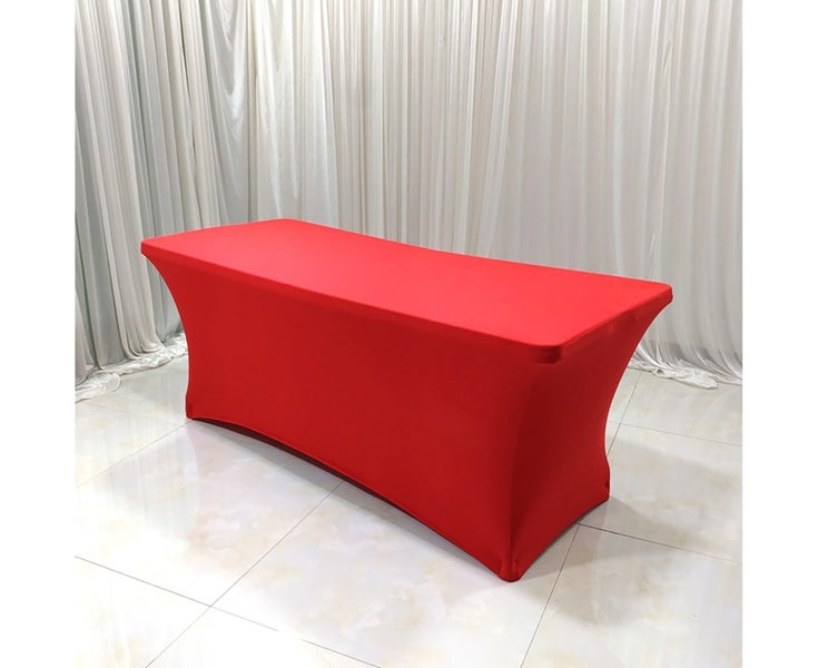 Table Cover Solid Color Stretchable Polyester Banquet Events Desk Cloth for Carousel 1