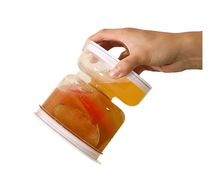 Pickles Jar with Strainer Flip Dry and Wet Dispenser Hourglass Jar with Airti Carousel 2