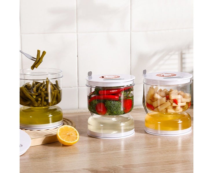 Pickles Jar with Strainer Flip Dry and Wet Dispenser Hourglass Jar with Airti Carousel 5