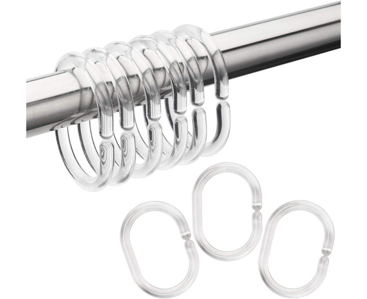Modern-24 PCS Shower Curtain Rings ,Plastic Shower Curtain Hooks for Bathro Carousel 1