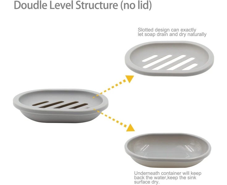 2-Pack Soap Dish with Drain, Soap Holder, Soap Saver, Easy Cleaning, Dry, S Carousel 2