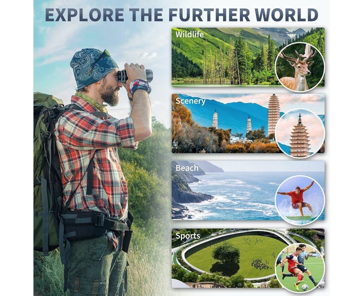 High Definition Monoculars Telescope, 12X50,High Power Monocular with Smart Carousel 7