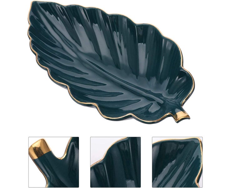 Ceramic Jewelry Dish Organizer Leaf Shape Decorative Trinket Dish Accent Tr Carousel 2