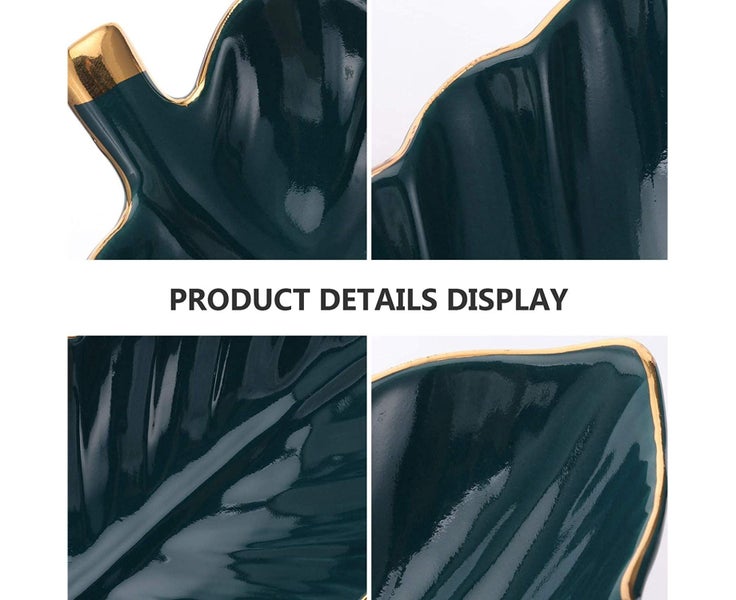 Ceramic Jewelry Dish Organizer Leaf Shape Decorative Trinket Dish Accent Tr Carousel 6