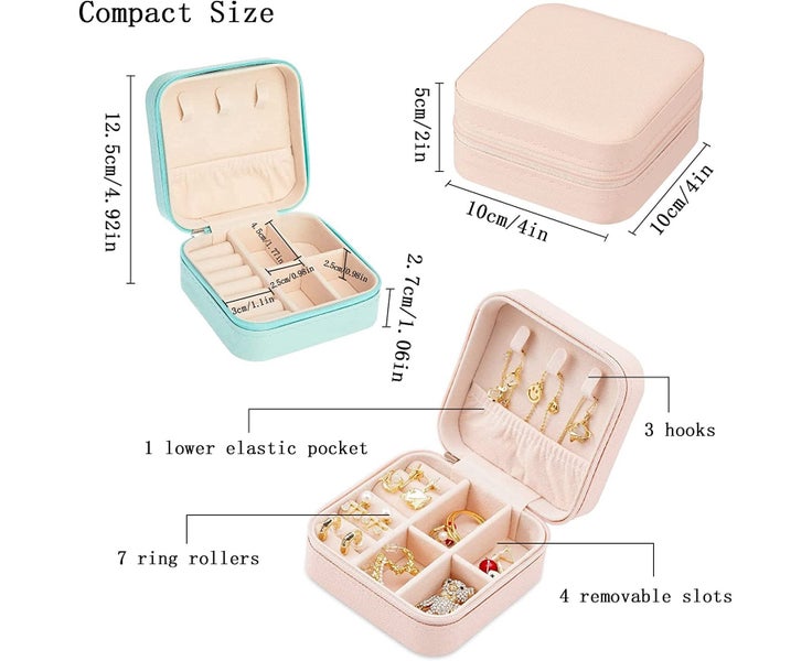 2 Piece Travel Jewelry Box Travel Jewelry Organizer PU Leather Jewelry Stor Carousel 2