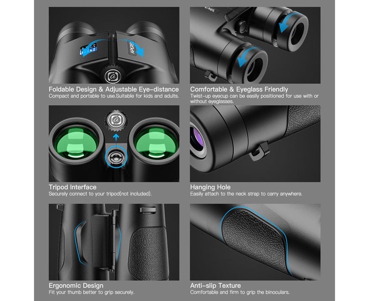 10x42 Digital Binoculars Kids Auto Focus Binoculars Waterproof Folding Tel Carousel 6