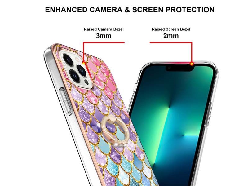 Finger Ring Kickstand Case Cover for iPhone 14 Pro Mermaid Scales Carousel 2