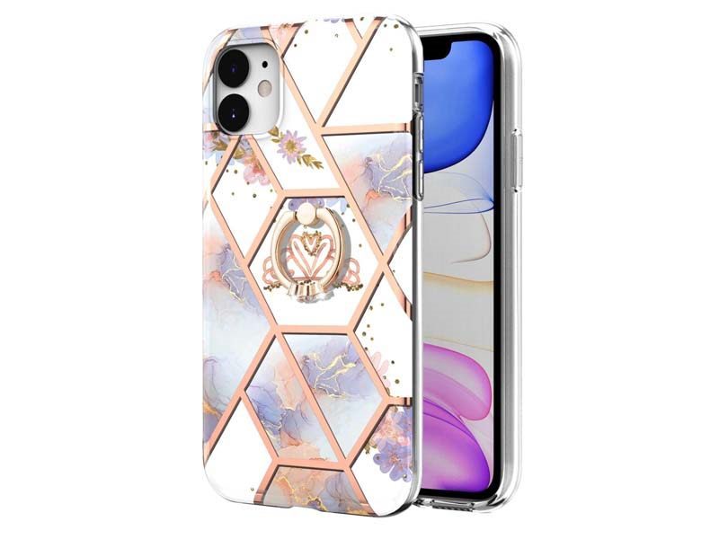 Finger Ring Kickstand Case Cover for iPhone 11 Marble Carousel 4