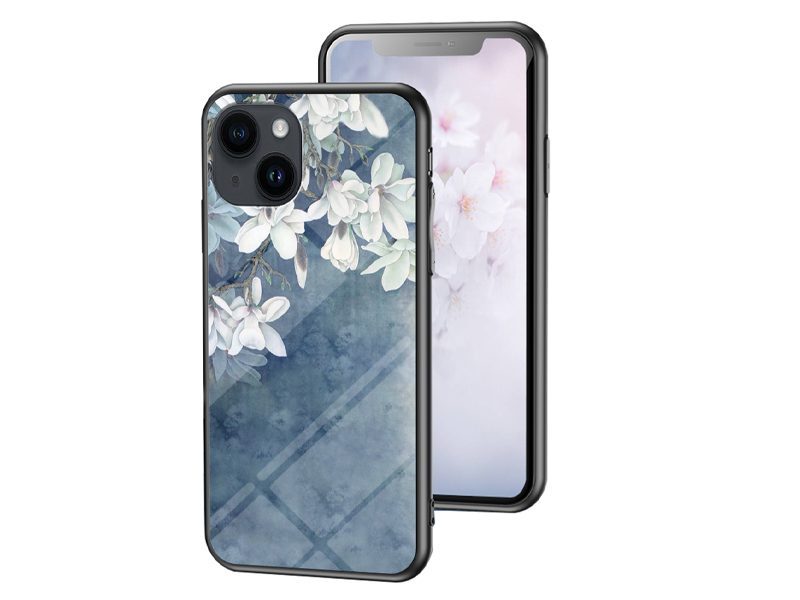 Slim Tempered Glass Case Cover for iPhone 15 Flower Carousel 1