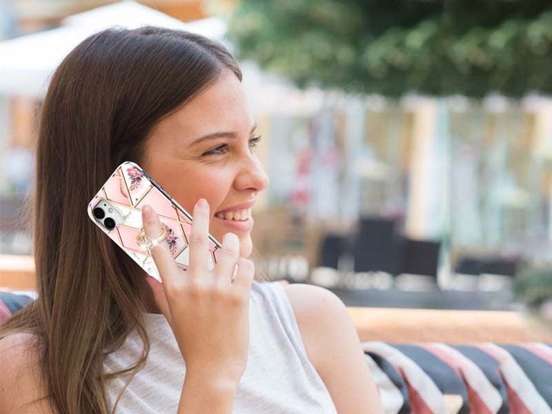 Finger Ring Kickstand Case Cover for iPhone 11 Marble & Flower Carousel 2