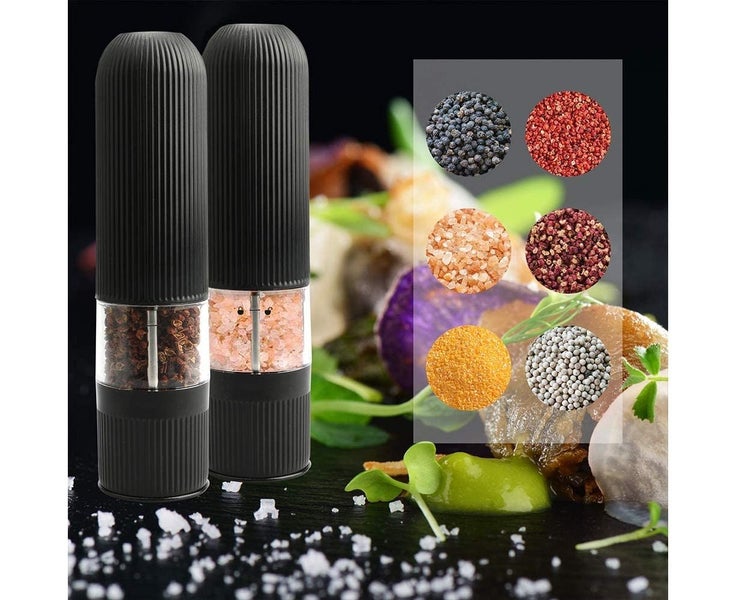 Electric Salt and Pepper Grinder Set, Automatic One Handed Operation Pepper a Carousel 7