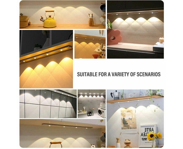 LED Motion Sensor Under Closet Light Rechargeable Magnetic Cabinet Dimmable Lamp Carousel 2