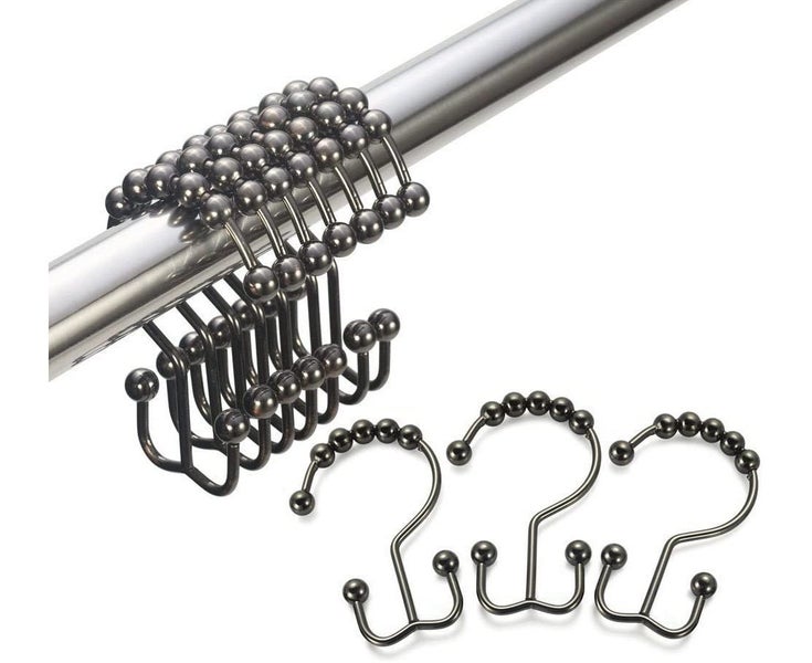 12pcs Stainless Steel Metal Bath Shower Curtain Hook Ring Carousel 1