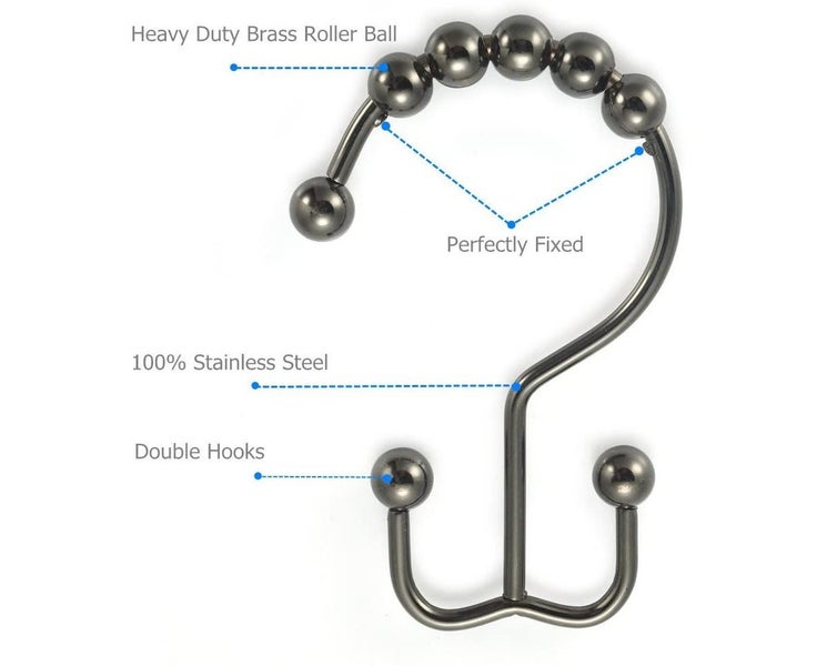12pcs Stainless Steel Metal Bath Shower Curtain Hook Ring Carousel 2