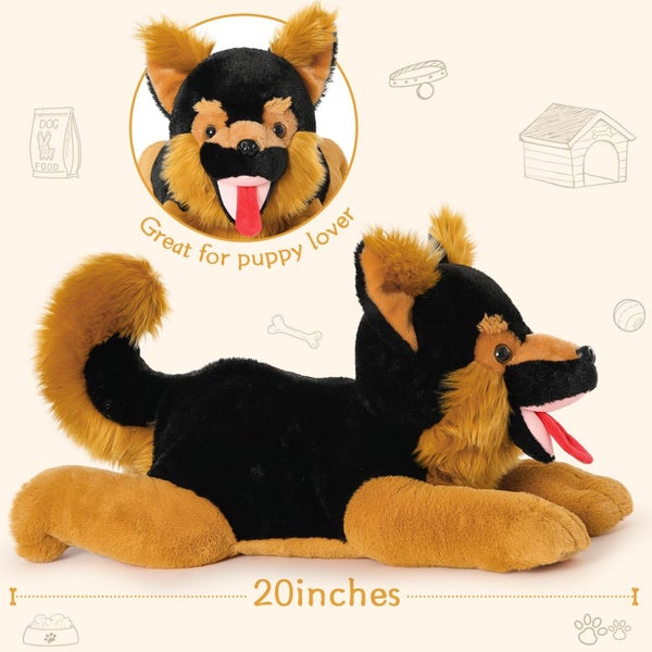 MaoGoLan 5Pcs German Shepherd Dog Stuffed Animals with 4 Babies Inside,20" Reali Carousel 2