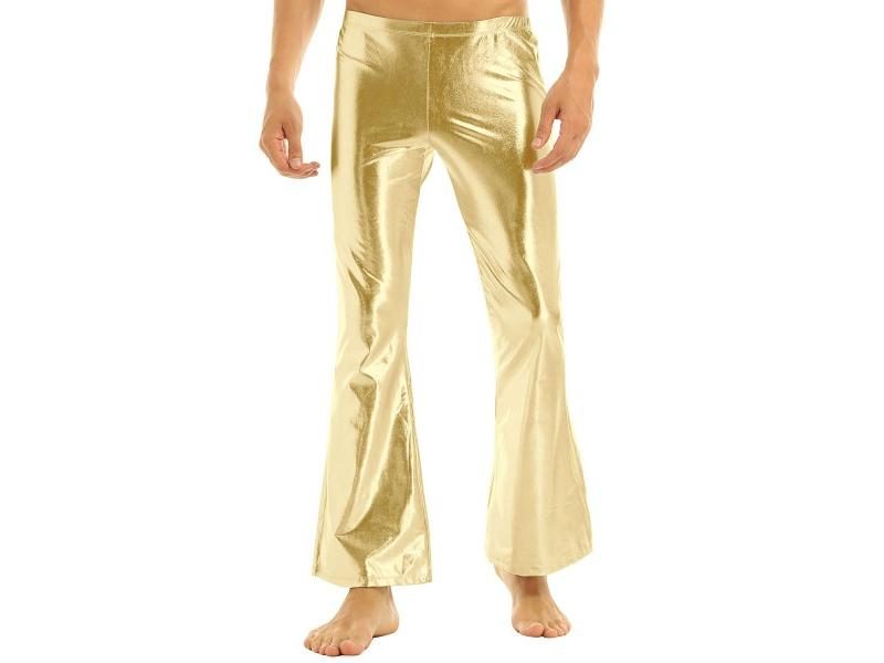 New Adult Mens Stage Performance Trousers Shiny Metallic Disco Pants With Bell Carousel 1