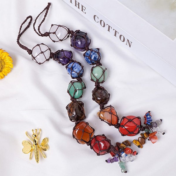 Natural Crystal Chakra Pendant Tumbled Healing Stone Car & Yoga Energy Pendant Carousel 2