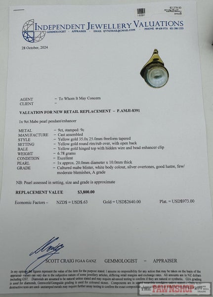 9ct Yellow God Large Mabe Pearl Pendant ~ $3,800 Carousel 6