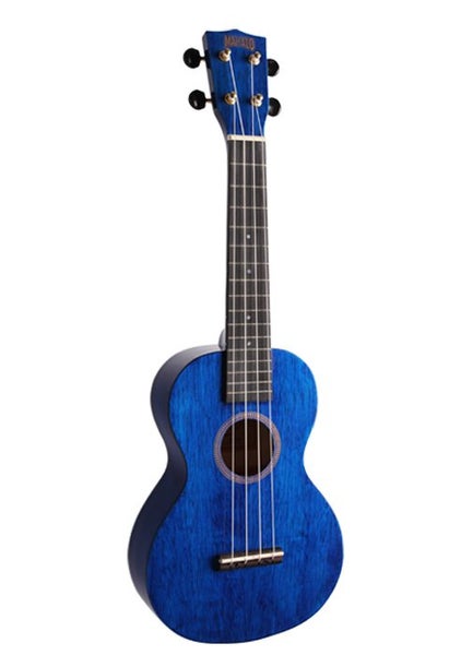Concert Size Ukulele By Mahalo In Transparent Blue Stained Wood Carousel 1